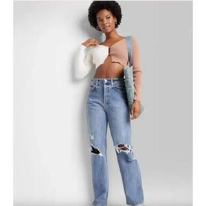 NEW NWT Wild Fable Super High Rise Straight Jean Med Wash Size 6